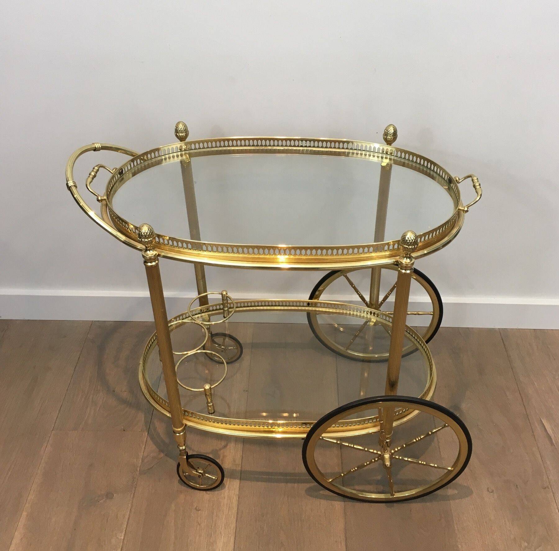 Oval Brass Rolling Table from Maison Baguès
