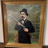 English school late 19th century: large oil on canvas "The Hunter"