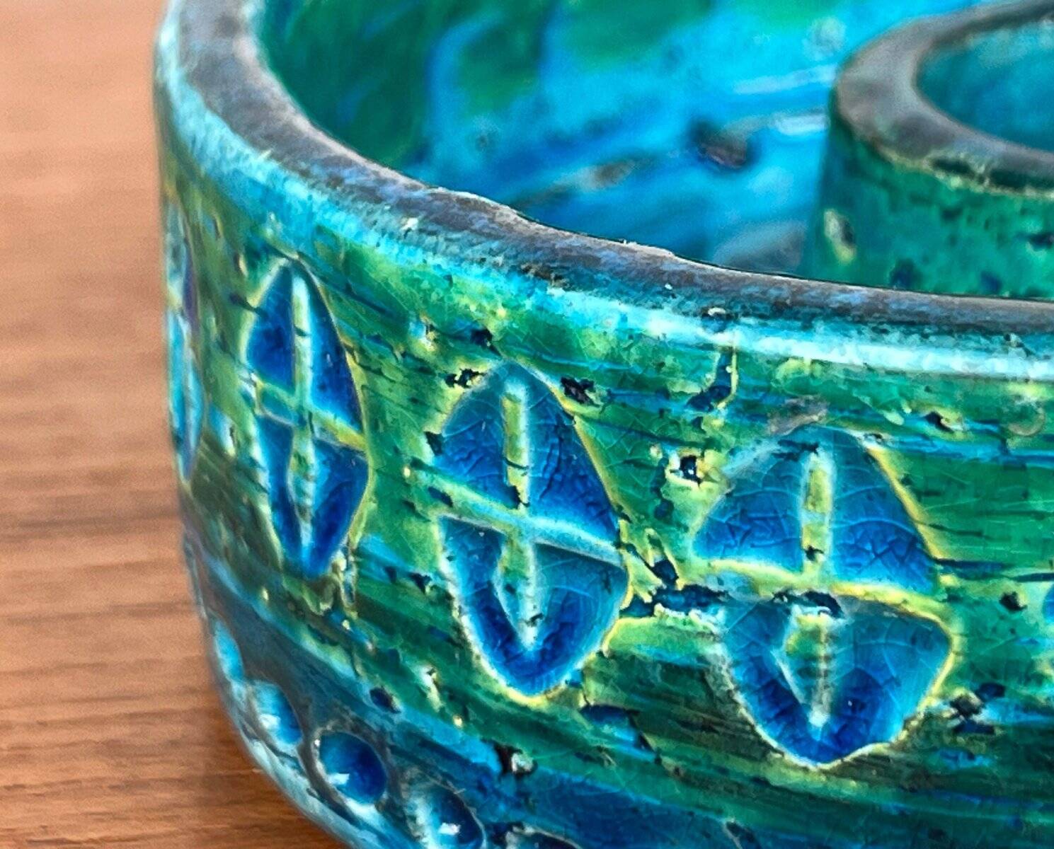 Mid-Century Modern Rimini Blu Pottery Candleholder by Aldo Londi for Bitossi, Italy, 1960s