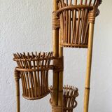 50s rattan plant stand floor lamp