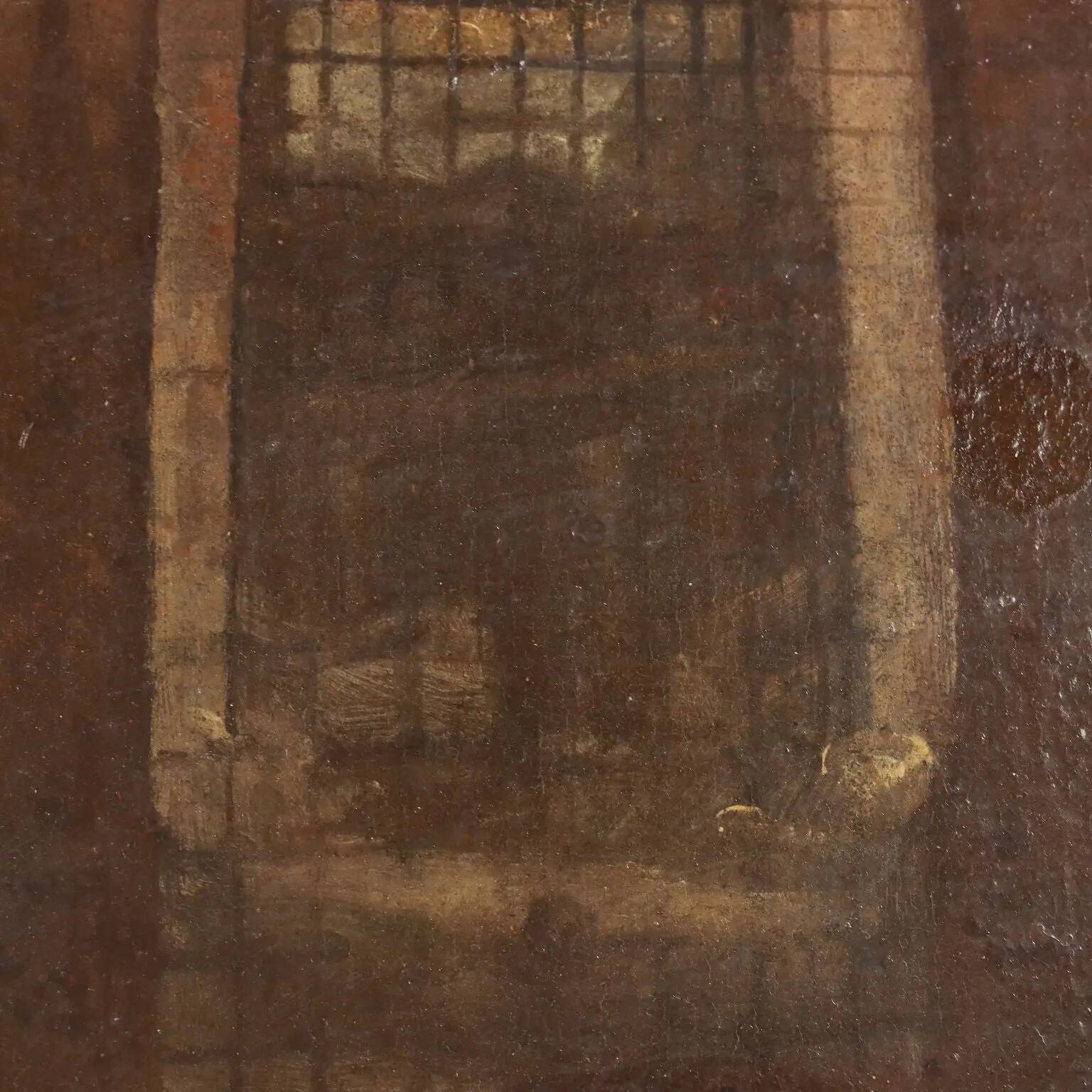 Painting of Daniel in the lion's den, oil on canvas, 17th century.