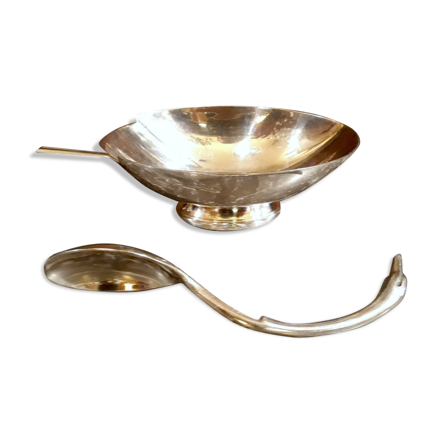 Swan saucière by Christian Fjerdingstad for Gallia Christofle, 1930s