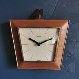 Vintage formica clock silent wall clock trapeze "Hermle gilded black wood"