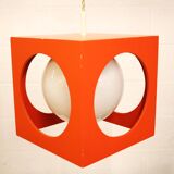 Orange Poker Dice Pendant Lamp - 1970s Space Age Lighting
