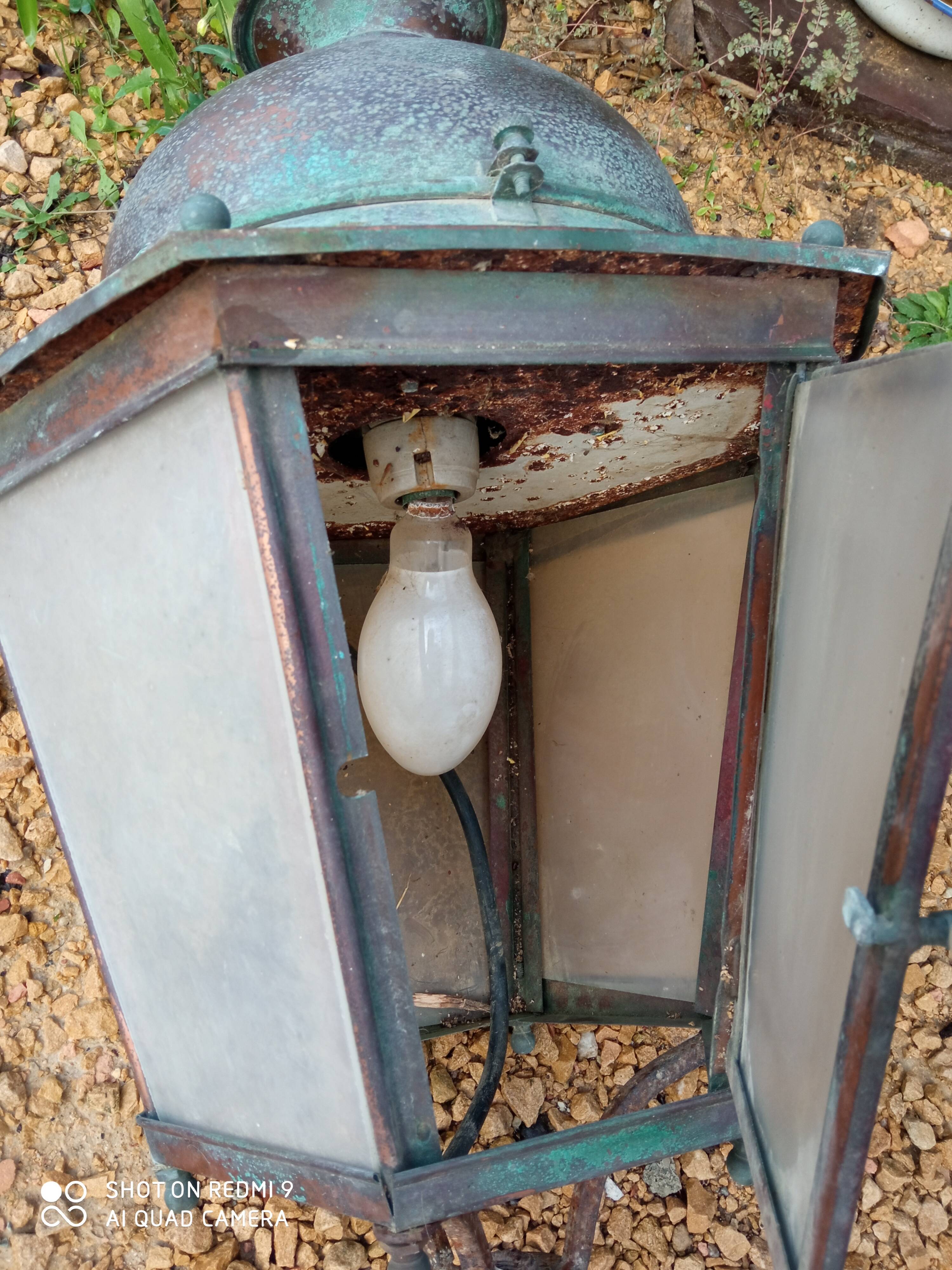 Copper garden lantern