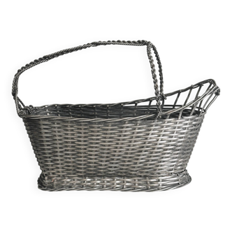 Panier à vin en métal tressé