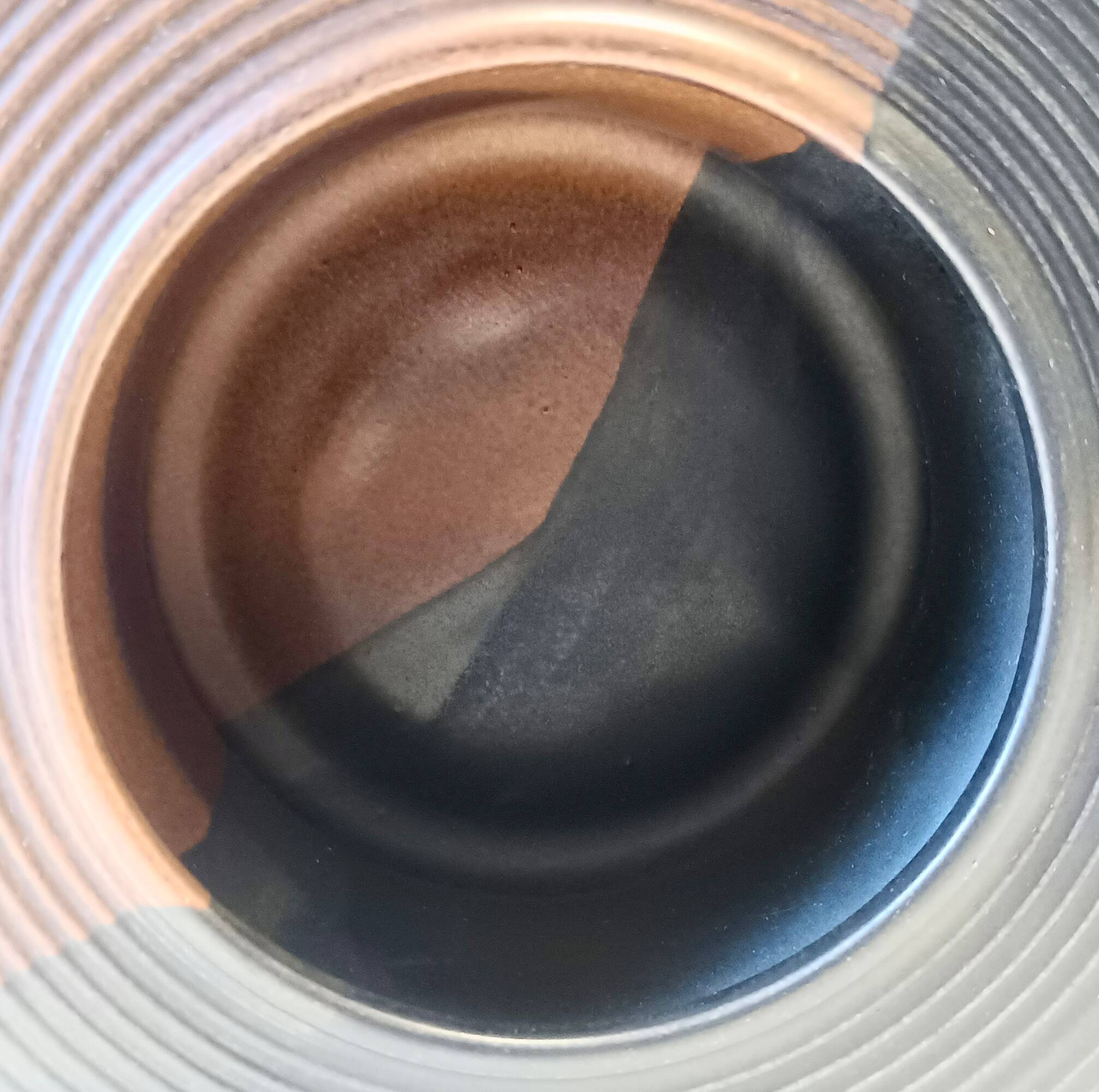 Black and Brown Hand-Painted Ceramic Piece attributed to Franco Bucci, Italy