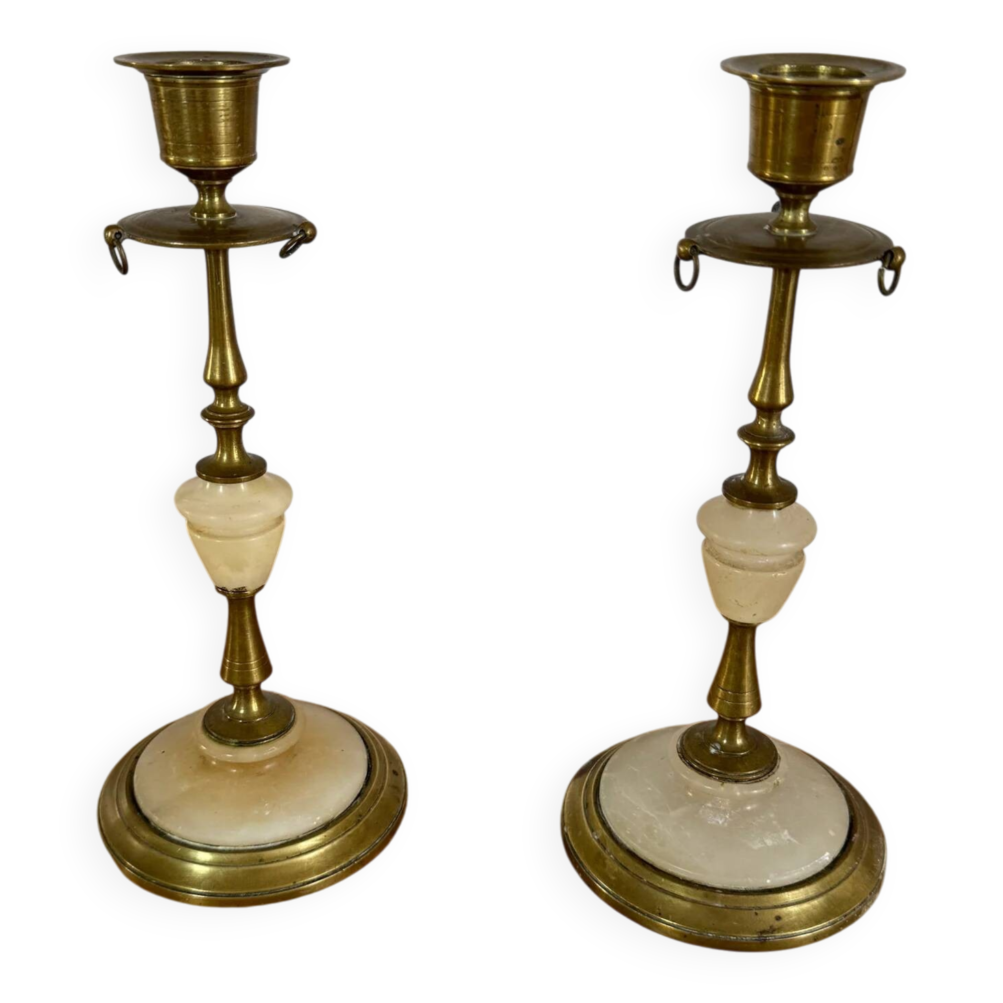 Onyx brass candle holders