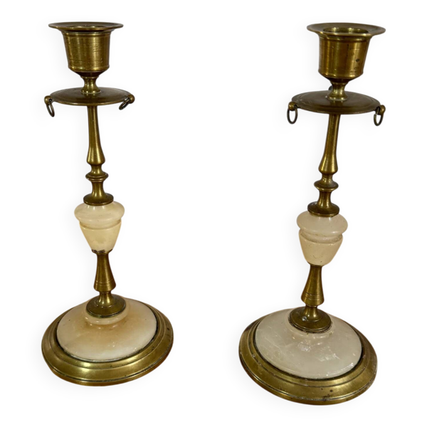 Bougeoirs onyx laiton