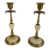 Onyx brass candle holders