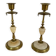 Onyx brass candle holders