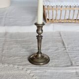 Antique silver-plated candlestick – Beaded decoration