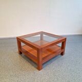 Table basse vintage en Merisier massif.