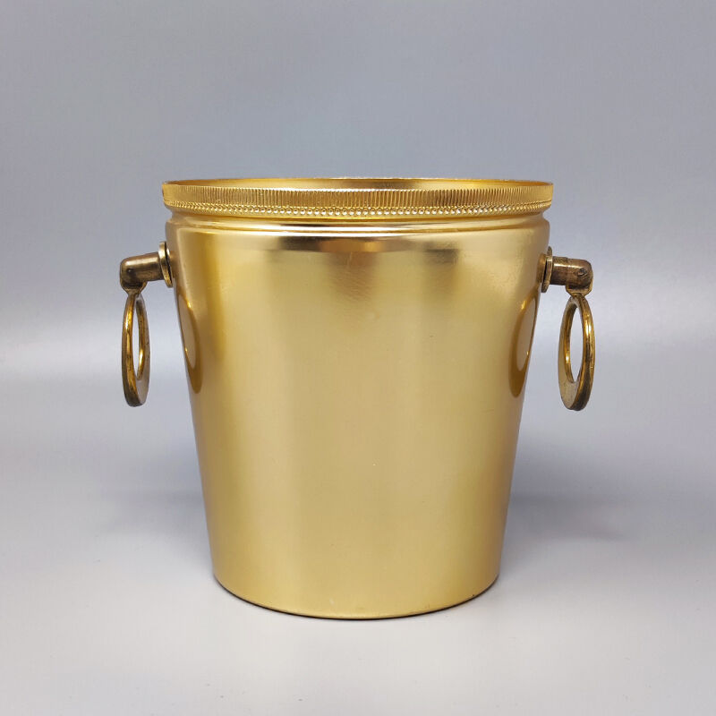 1960s Gorgeous Cocktail Shaker With Ice Bucket in Aluminium. Made in Italy