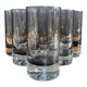 Set of 6 vintage smoked glasses with bubble feet from the 1970s.