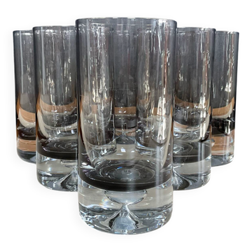 Set of 6 vintage smoked glasses with bubble feet from the 1970s.