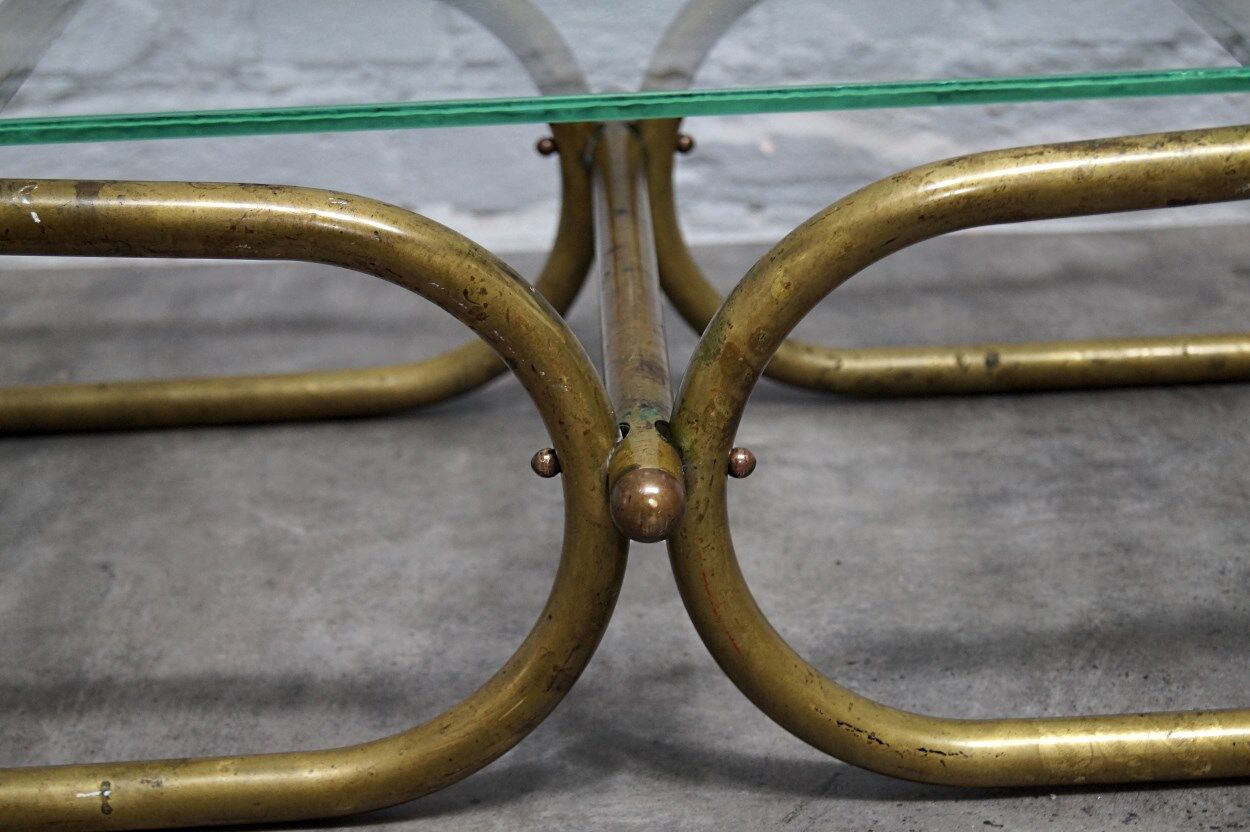 Bauhaus Tubular Brass Side Table, 1930s