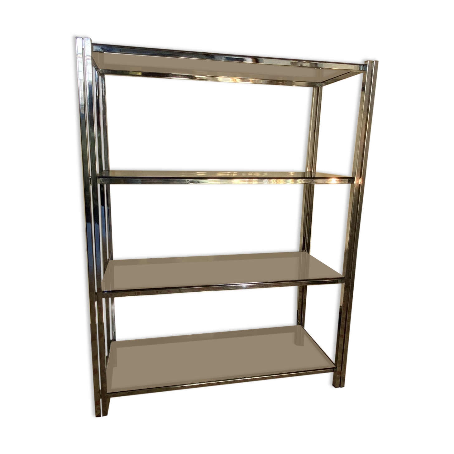 Modular shelf chrome and smoked glass 70s
