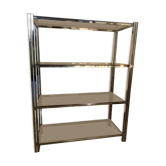 Étagère modulable chromée et verre fumé années 70