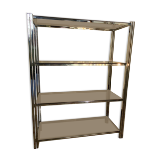 Modular shelf chrome and smoked glass 70s