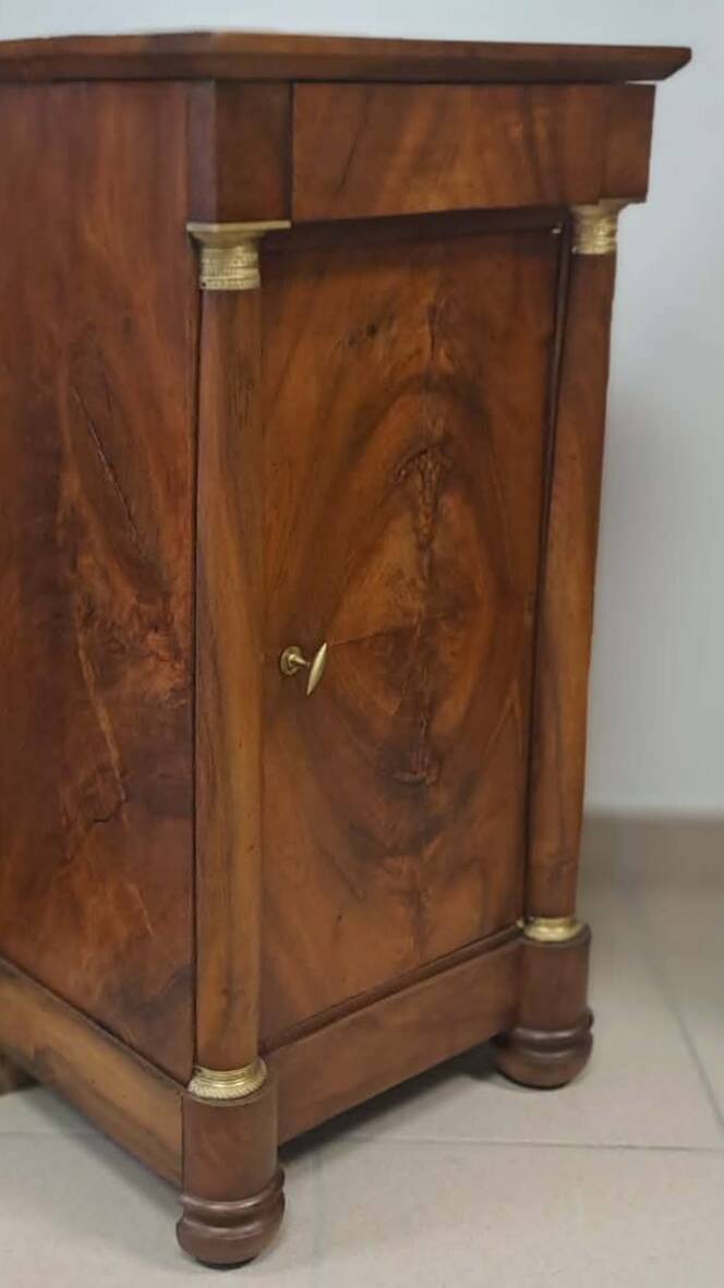 Empire-style bedside table in walnut