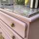 Pink wood and marble chest of drawers, 1950s