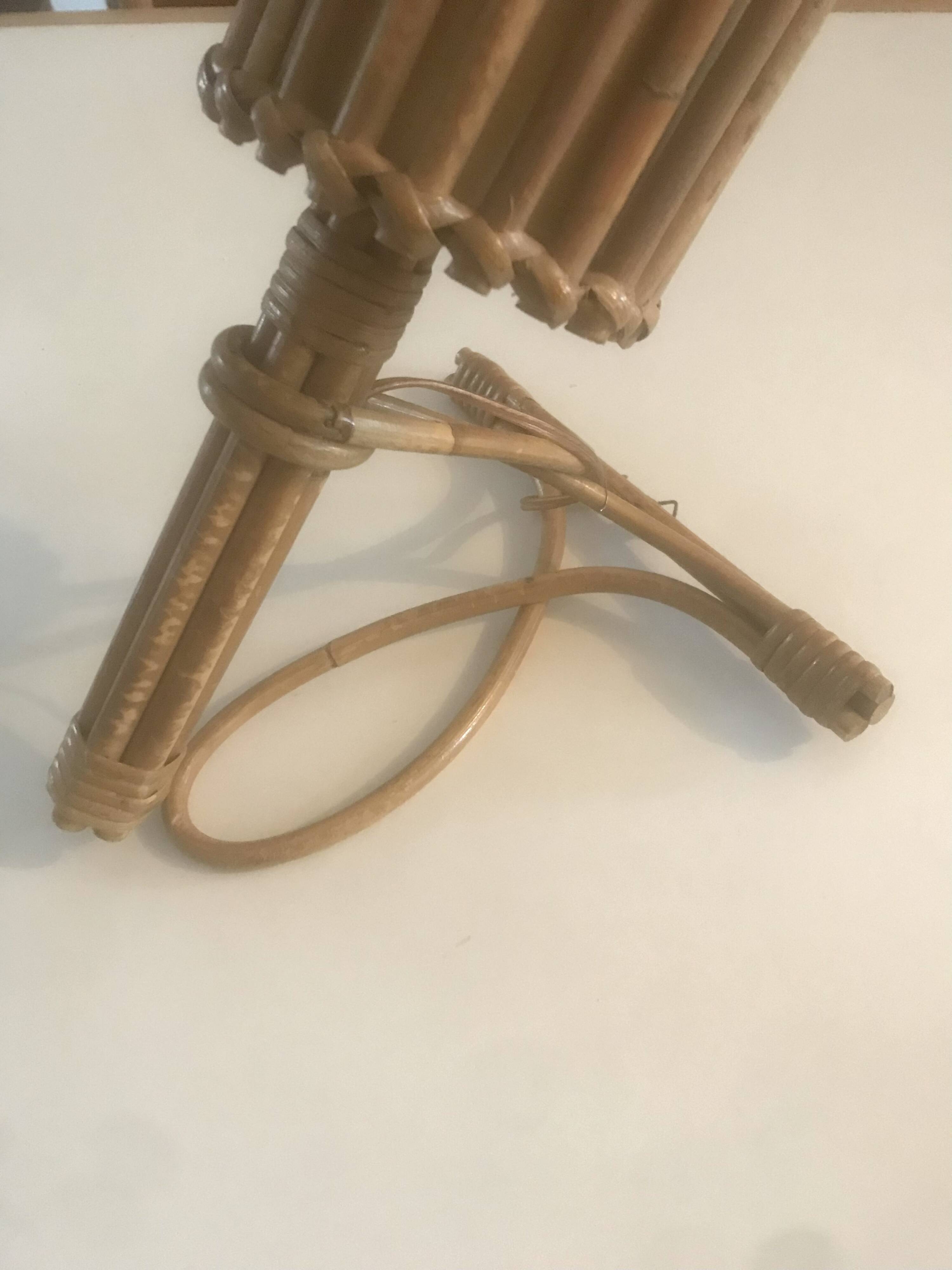 Rattan wall lamp Louis Sognot 1960