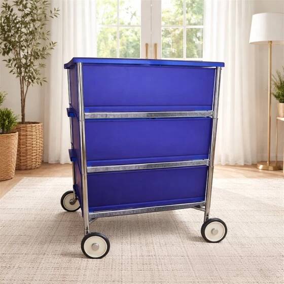 Mobil storage unit – 3 cobalt blue drawers – Kartell, 1993 (First edition)