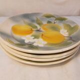 Set of 4 plates in St Clément Barbotine - Majolica - Fruits