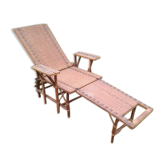 Chaise longue vintage en rotin