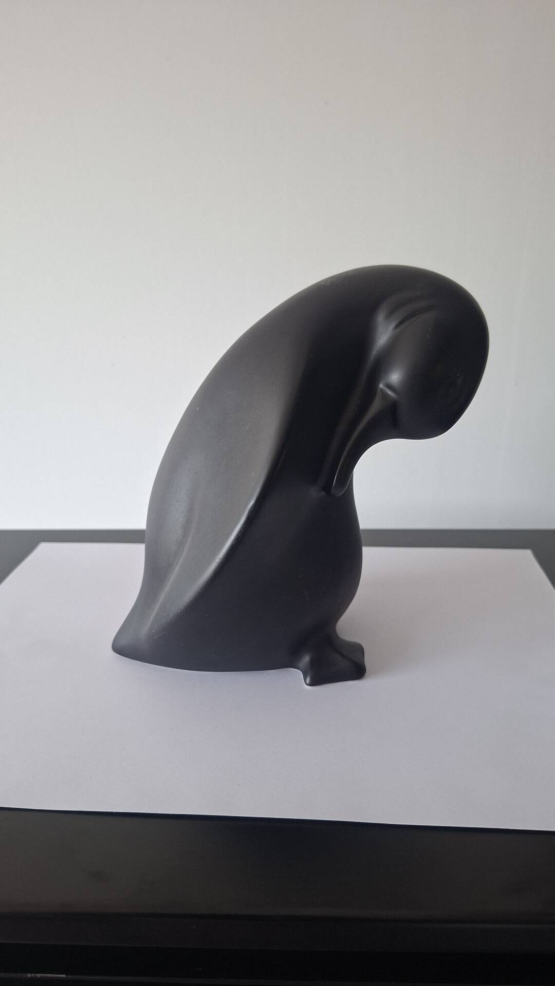 Pingouin En Céramique  Noir Vallauris André Baud