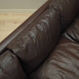 Canapé en cuir marron, design danois, années 1960, production : Danemark