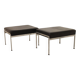 Pair of designer leather and brushed stainless steel footrests - Rob Parry