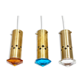 3 Mid Century Helmer Andersson for Örsjö hanging lamps, Brass and colored glass