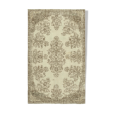 Handwoven vintage anatolian beige rug 187 cm x 307 cm