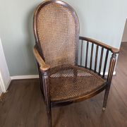 Fauteuil art déco en bois et rotin, années 1920