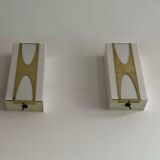 Pair of Loewy wall lights for Hilton, brass and Perspex, France 1965