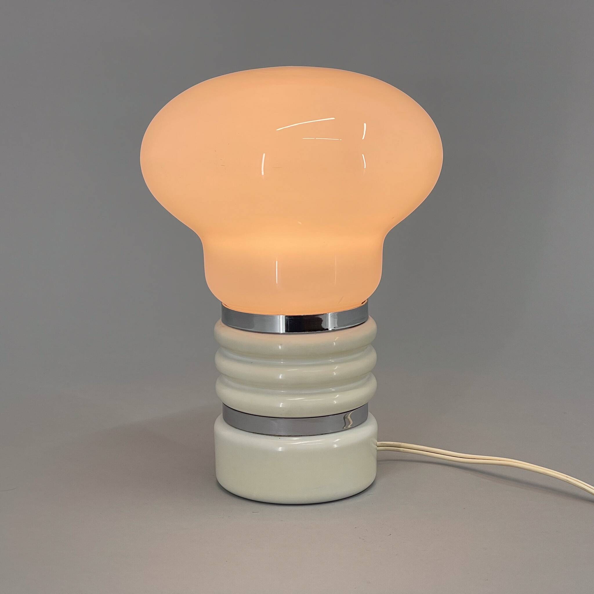 Mid-century Metal & Milk Glass Table Lamp, Italy