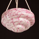 Pink Art Decò Vintage Glass Chandelier, 1950