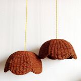 Pair of wicker flower hanging baskets
