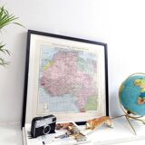 Carte ancienne Afrique occidentale et équatoriale Française en 1950 43x43cm