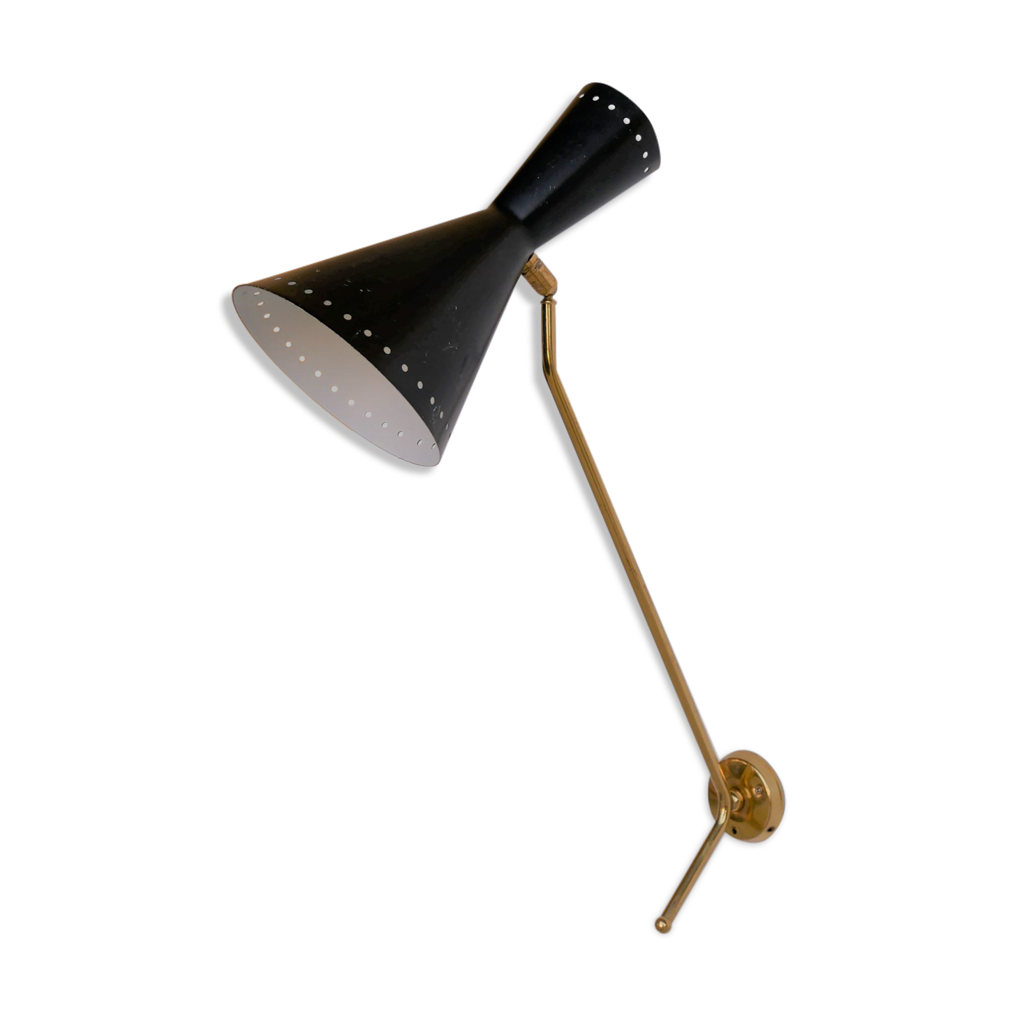 Vintage "Diabolo" wall apply in black metal and brass