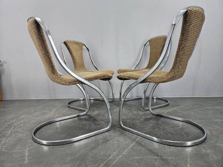 Set of Four Midcentury Dining Chairs, Gastone Rinaldi, Italy, 1970s
