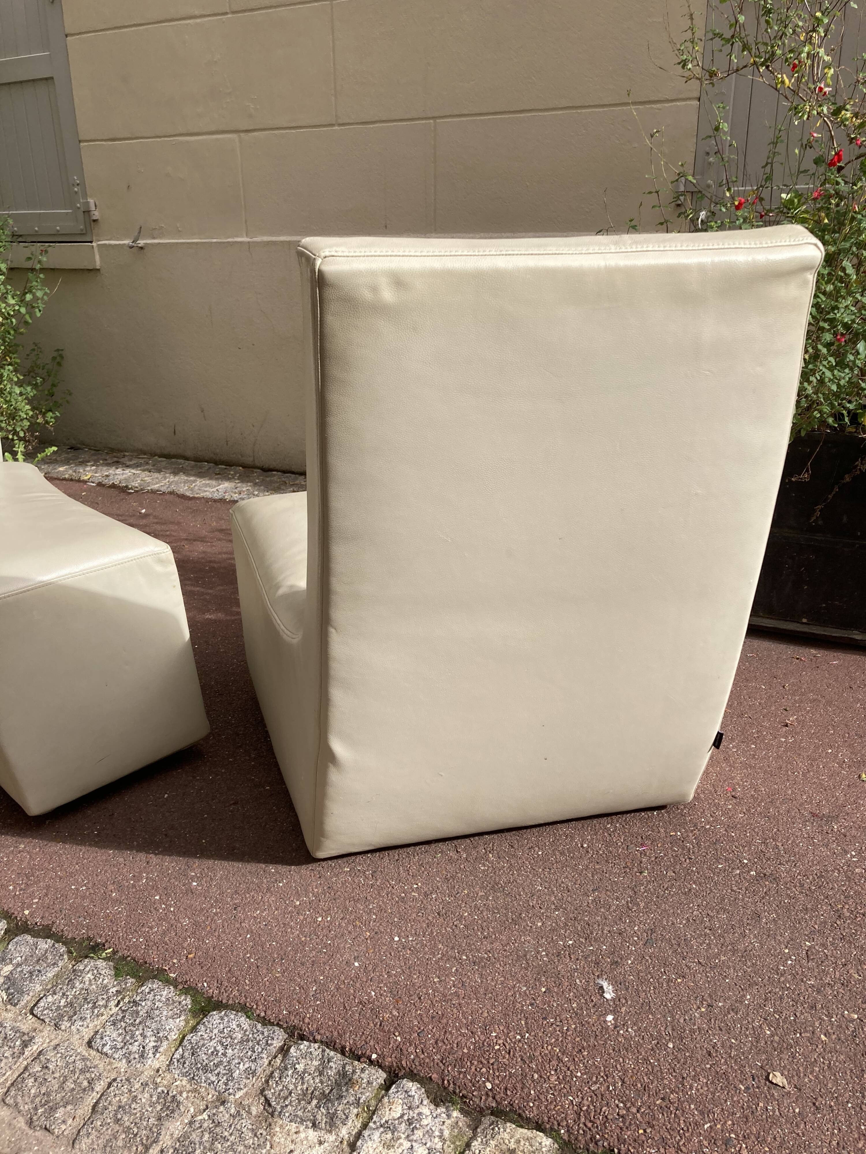 Pair of Armchairs and Footrest Rocking chair Roset Line