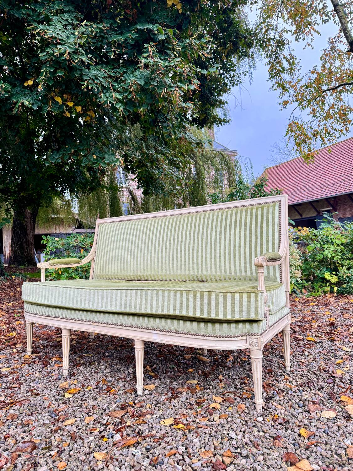 Louis XVI Period Lacquered Wood Bench, 18th Century