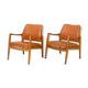 Paire de fauteuils vintage danois en teck et cuir