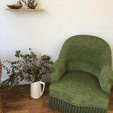 Green velvet toad armchair