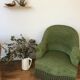 Green velvet toad armchair