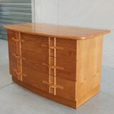 Vintage chest of drawers with bamboo and rattan details