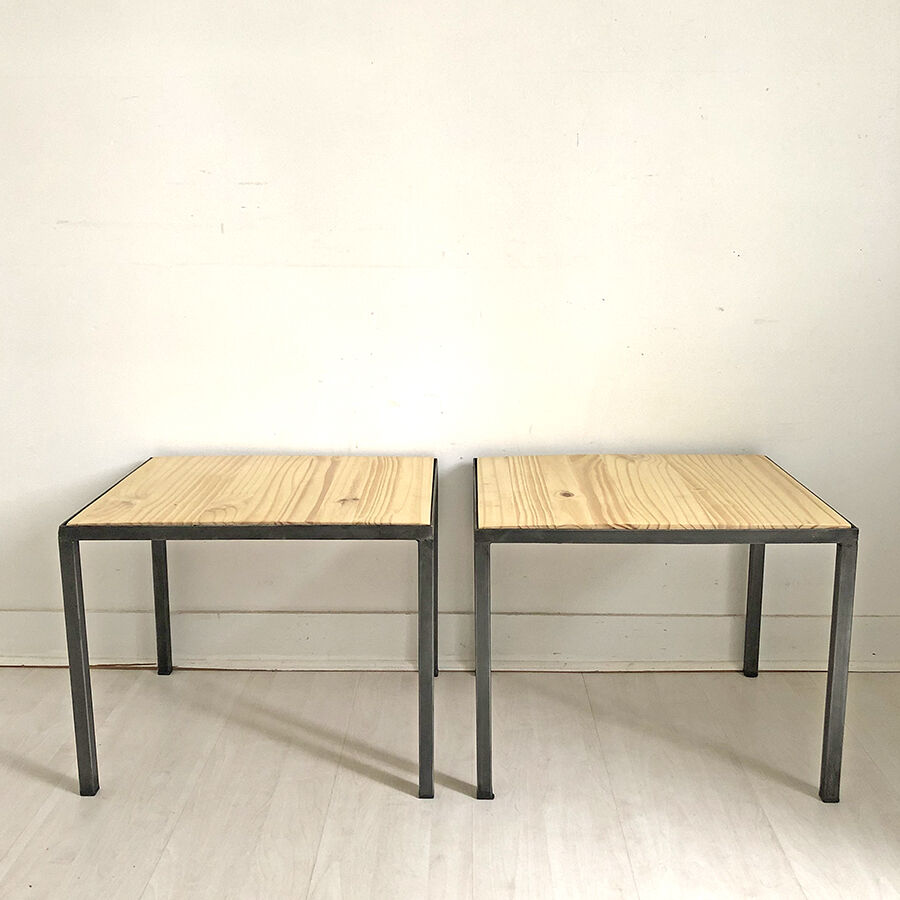 Pair of vintage industrial bedside